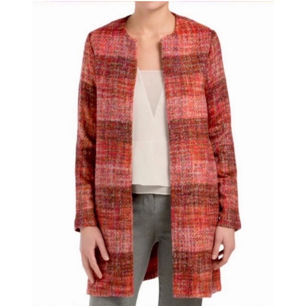 Christian Siriano New York Open Cardigan Coat Sweater Sz M Orange Red Rust New